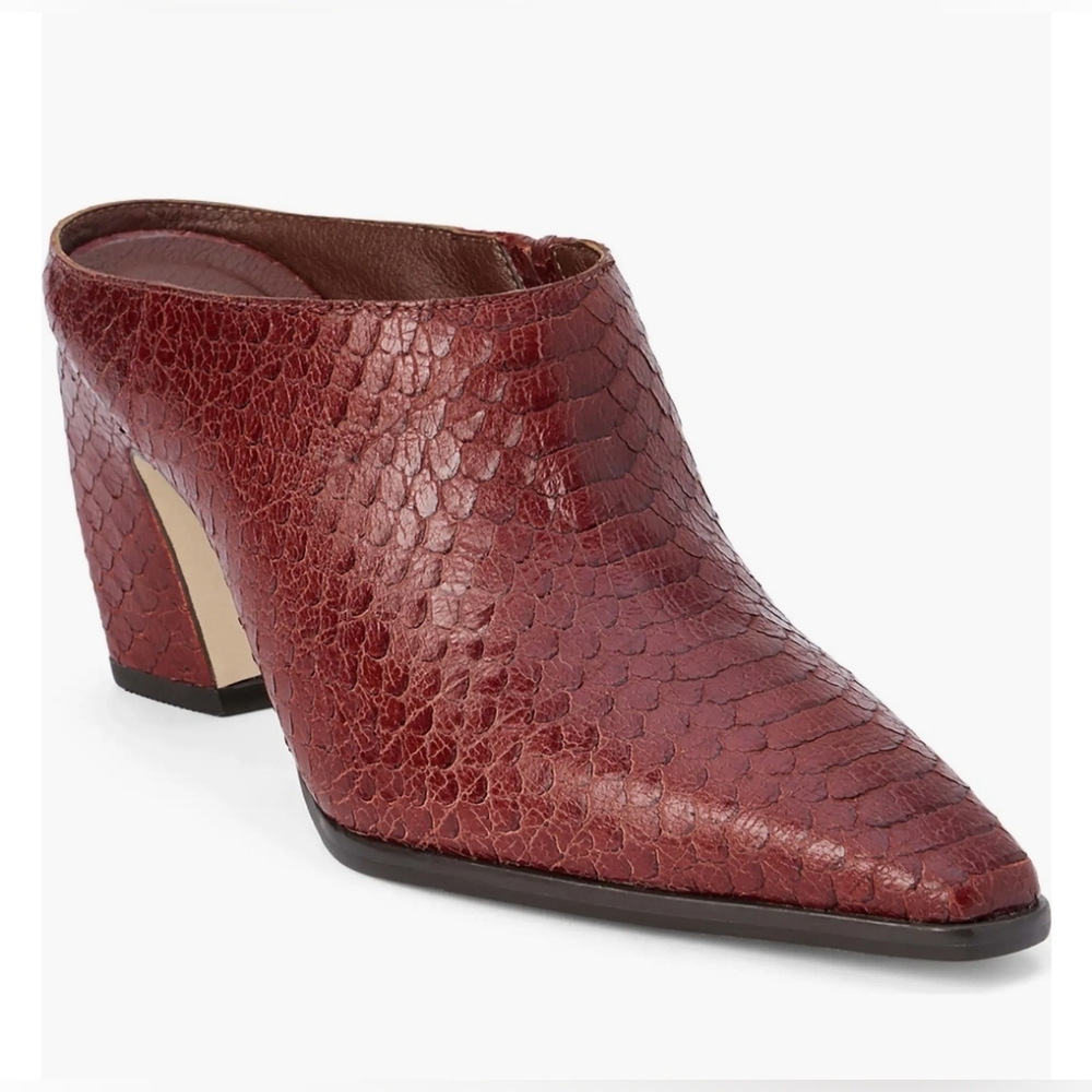 NWOB McCarthy Brick Snake Square Toe Heeled Mule Size 7.5M By Matisse